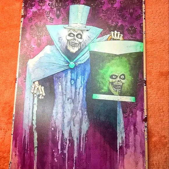 Haunted House Ghost & Head in Hat Box Tin Sign 12Hx8W - Picture 6 of 12